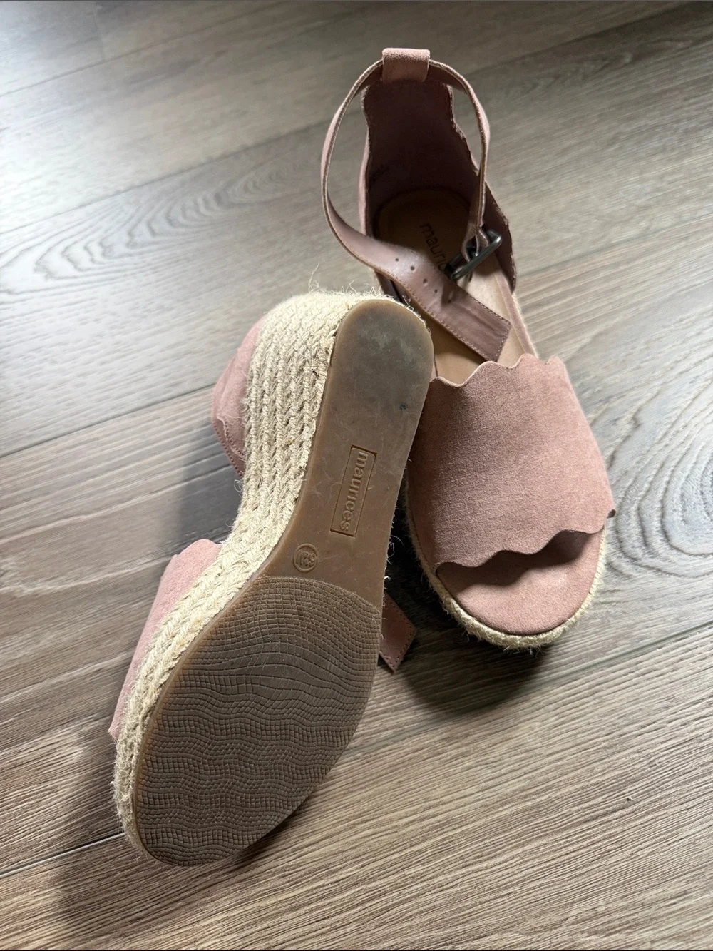 Maurices Blush Pink Suede Espadrille Wedge Sandals